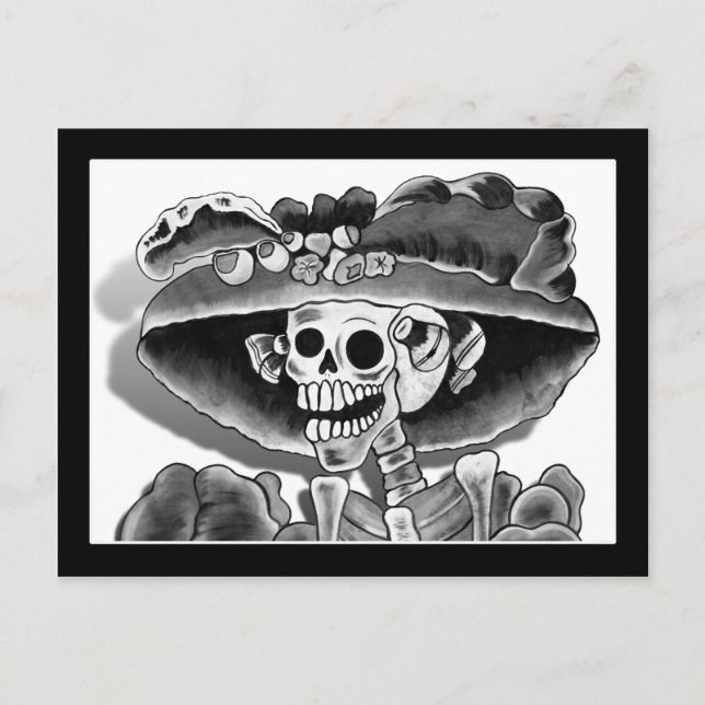 Laghing Skeleton Woman Postkarte (Vorderseite)
