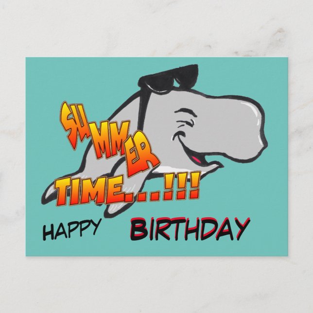 Laghing Whale Happy Birthday Postcard Postkarte (Vorderseite)