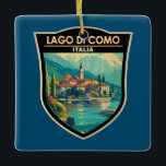 Lago di Como Italia Abzeichen für Reisen Keramikornament<br><div class="desc">Comer See Vektorkunst Design. Der Comer See,  in der Lombardei Norditaliens,  ist ein hochklassiges Erholungsgebiet,  bekannt für seine dramatische Landschaft,  Set an den Ausläufern der Alpen.</div>