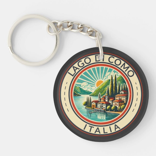 Lago di Como Italia Illustration Travel Art Badge (Devant)