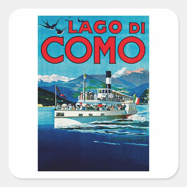 Lago di Como Quadratischer Aufkleber (Vorderseite)