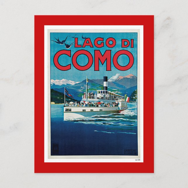 "Lago di Como" Vintages italienisches Reiseplakat Postkarte (Vorderseite)