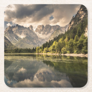 Lago Di Landro Dürrensee, Italien Rechteckiger Pappuntersetzer