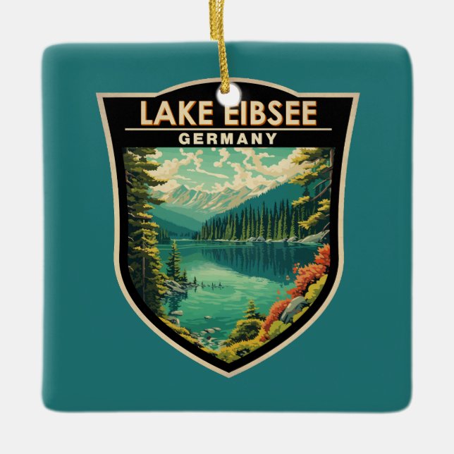 Lago Eibsee Deutschland Reisen Vintag Keramikornament (Vorderseite)