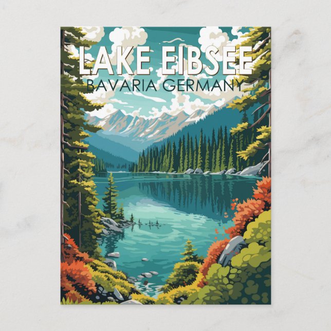 Lago Eibsee Deutschland Reisen Vintag Postkarte (Vorderseite)