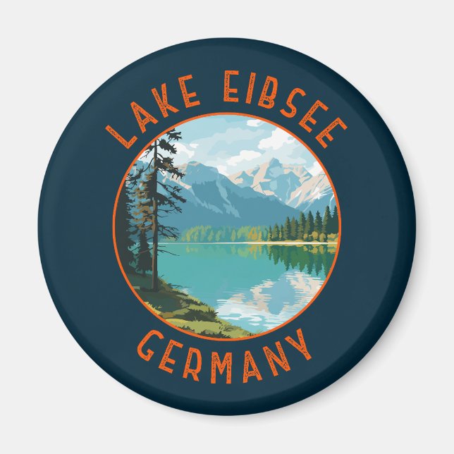 Lago Eibsee Deutschland Retro Distressed Circle Magnet (Vorne)