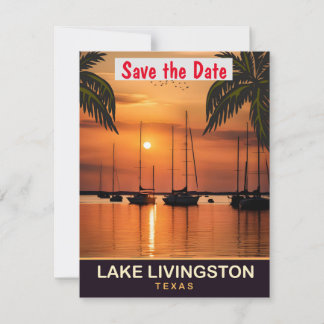 Lago Livingston, Texas, Travel Postcard, Save The Date