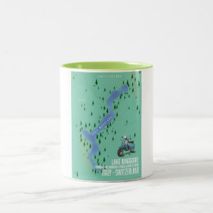 Lago Maggiore Italien - Schweiz Karte Zweifarbige Tasse