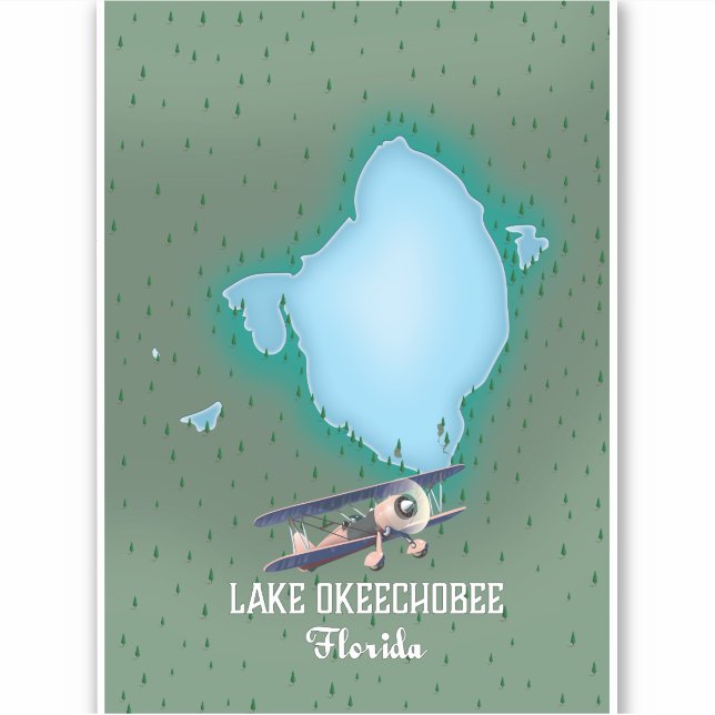 Lago Okeechobee Florida Karte. Aufkleber (Vorderseite)