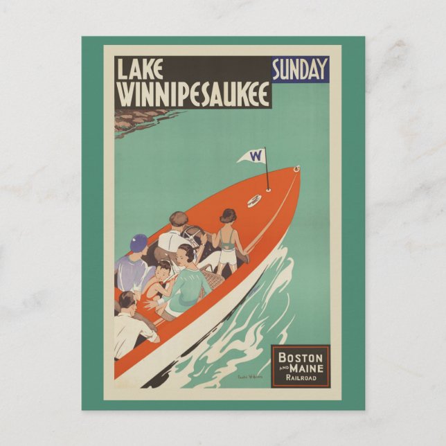 Lago Winnipesaukee NH Bahnbetrieb und Bergstation  Postkarte (Vorderseite)