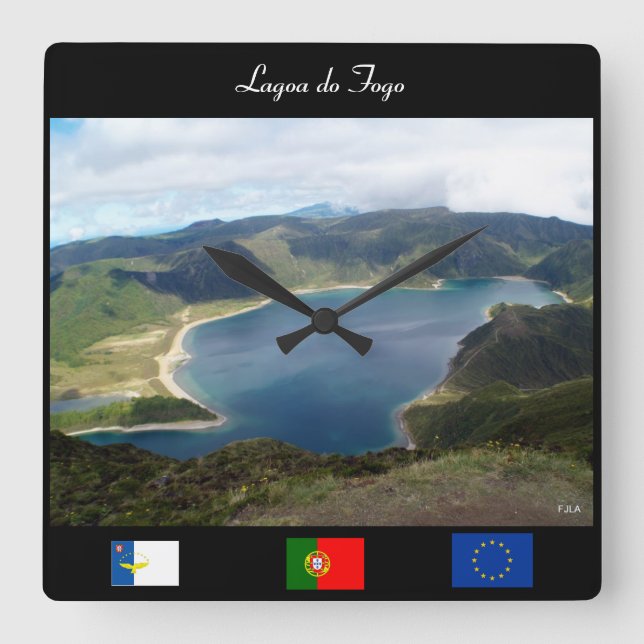 Lagoa do Fogo Wall Clock Quadratische Wanduhr (Vorderseite)
