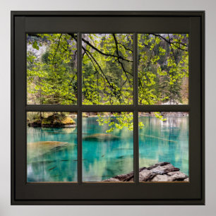 Lagoon, Lake View Imitate Fenster Illusion Schwarz Poster