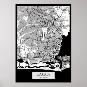 Lagos Nigeria Karte Poster