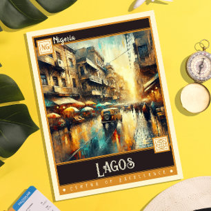 Lagos, Nigeria Vintage Gemälde Postkarte