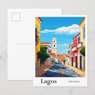 Lagos Portugal Kunst Vintage Reise Illustration Postkarte