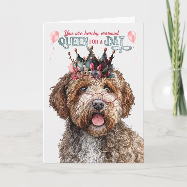 Lagotto Romagnolo Dog Queen Day Funny Birthday Karte (Vorderseite)