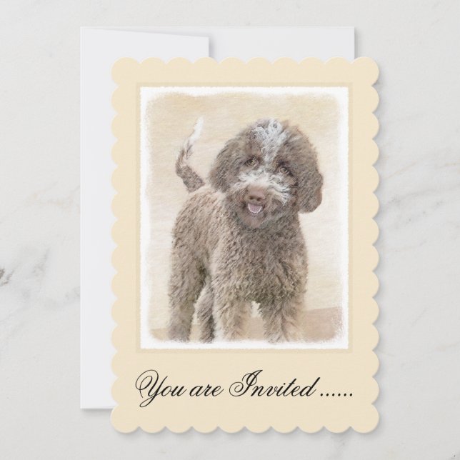 Lagotto Romagnolo Malerei - Niedliche Original Dog Einladung (Vorderseite)