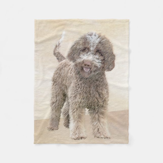 Lagotto Romagnolo Malerei - Niedliche Original Dog Fleecedecke (Vorderseite)
