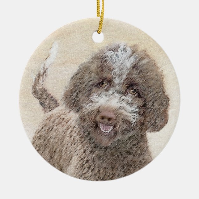 Lagotto Romagnolo Malerei - Niedliche Original Dog Keramik Ornament (Vorne)