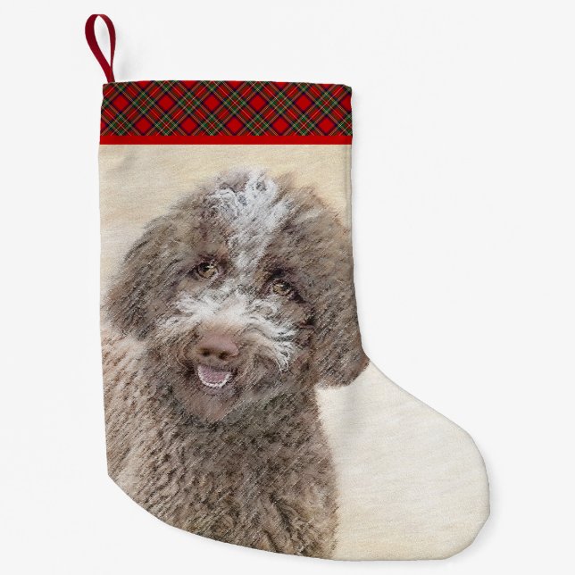 Lagotto Romagnolo Malerei - Niedliche Original Dog Kleiner Weihnachtsstrumpf (Vorderseite)