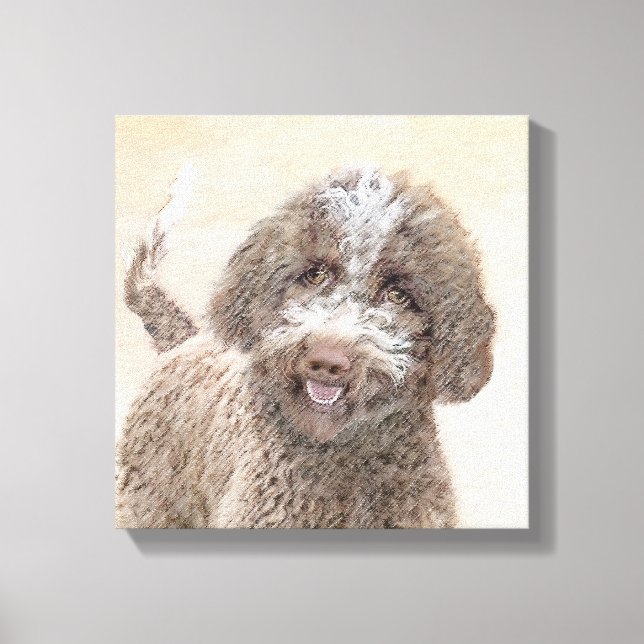 Lagotto Romagnolo Malerei - Niedliche Original Dog Leinwanddruck (Vorderseite)