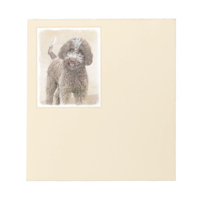 Lagotto Romagnolo Malerei - Niedliche Original Dog Notizblock (Vorderseite)