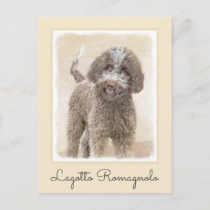 Lagotto Romagnolo Malerei - Niedliche Original Dog Postkarte