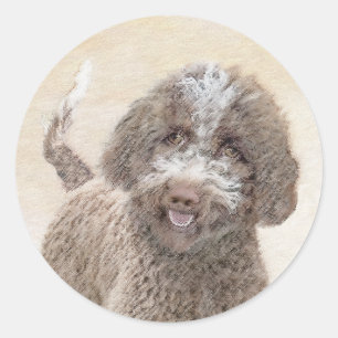 Lagotto Romagnolo Malerei - Niedliche Original Dog Runder Aufkleber