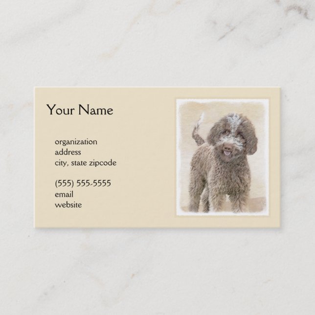 Lagotto Romagnolo Malerei - Niedliche Original Dog Visitenkarte (Vorderseite)