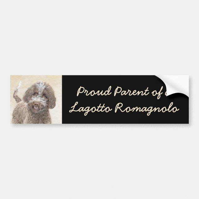 Lagotto Romagnolo Malerei - Niedliches Original Hu Autoaufkleber (Vorne)