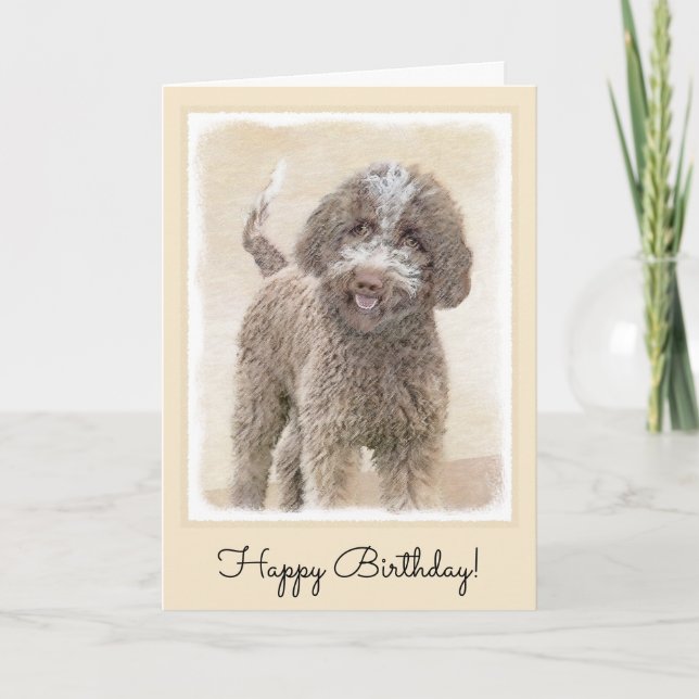 Lagotto Romagnolo Malerei - Niedliches Original Hu Karte (Vorderseite)