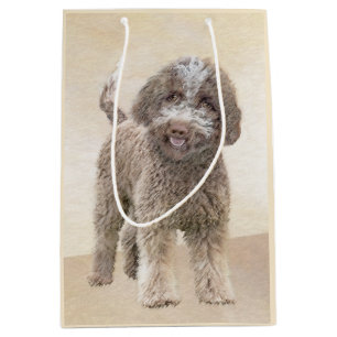 Lagotto Romagnolo Malerei - Niedliches Original Hu Mittlere Geschenktüte