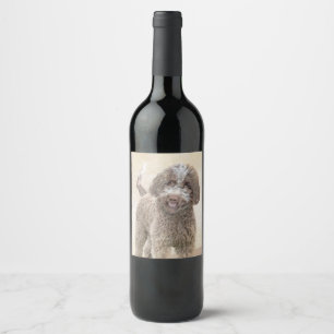 Lagotto Romagnolo Malerei - Niedliches Original Hu Weinetikett