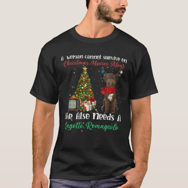 Lagotto Romagnolo Rentier Weihnachtsbaum T-Shirt (Vorderseite)