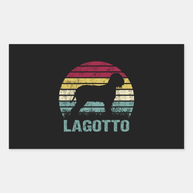 Lagotto Romagnolo Retro Vintage Silhouette Circle Rechteckiger Aufkleber (Vorderseite)