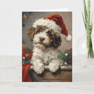 Lagotto Romagnolo Vintag personalisierte Weihnacht Feiertagskarte