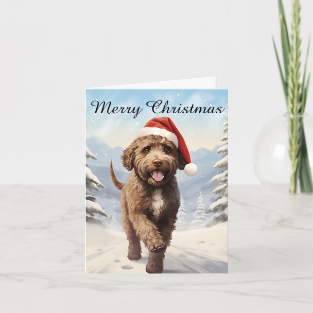 Lagotto Romagnolo Weihnachten Karte (Vorderseite)