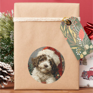 Lagotto Romagnolo Weihnachten Runder Aufkleber