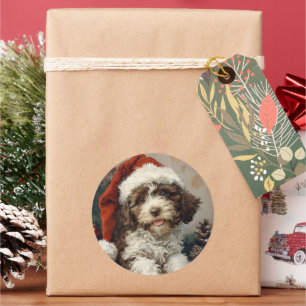 Lagotto Romagnolo Weihnachten Runder Aufkleber