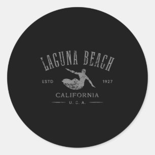 Laguna Beach California Surf gestörtes Design Runder Aufkleber