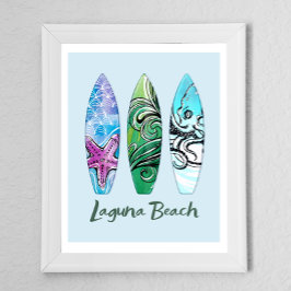 Laguna Beach California Surfboards Poster