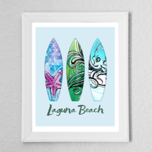 Laguna Beach California Surfboards Poster