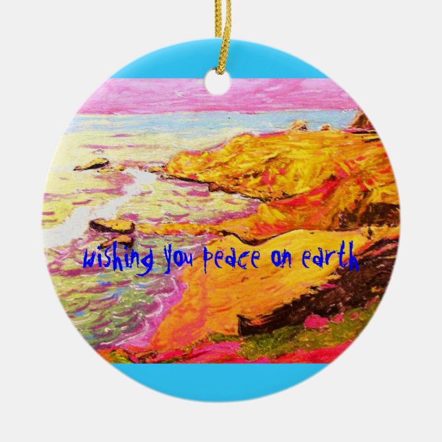 Laguna Beach Cove Weltfrieden Keramik Ornament (Vorne)