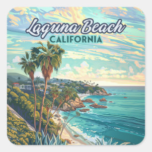 Laguna Beach Kalifornien Orange County Vintage Quadratischer Aufkleber