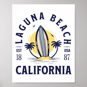 Laguna Beach Kalifornien Surfen Sommerurlaub Vinta Poster