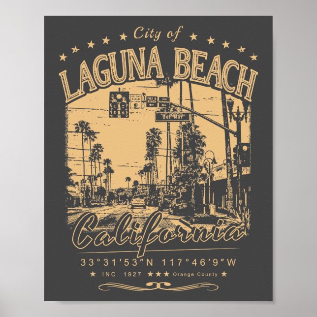 LAGUNA BEACH ORANGE KALIFORNIA VINTAG POSTER (Vorne)