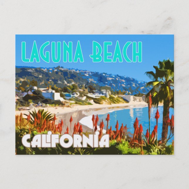 Laguna Beach Vintage Reiseposter Postkarte (Vorderseite)
