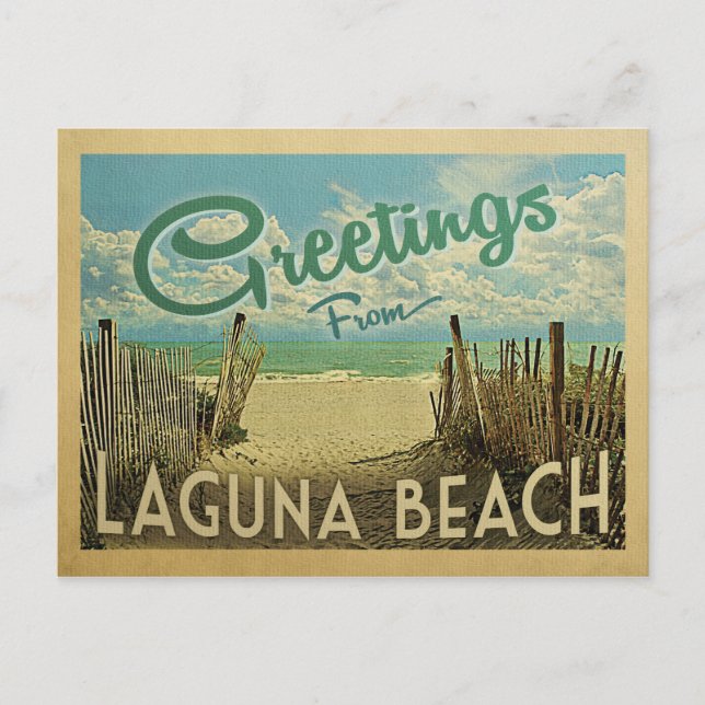 Laguna Beach Vintage Travel Postkarte (Vorderseite)