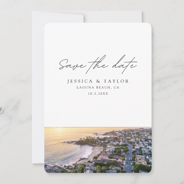 Laguna Beach Wedding Save the Date Einladung (Vorderseite)