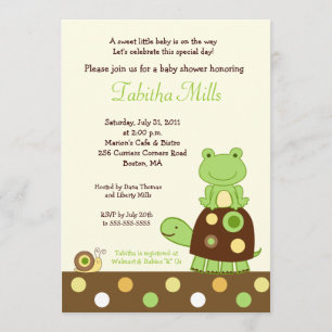 Laguna Frog & Turtle 12x18 Baby Shower Einladung #
